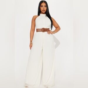 NWT Fashion Nova Vacation Time Jumpsuit - Cream